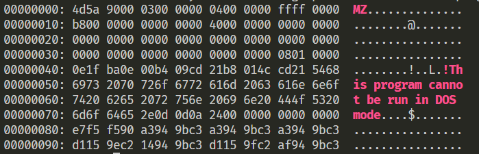 Hex dump of the file header